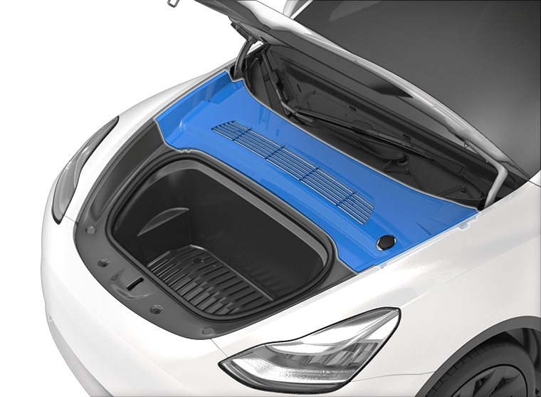 车辆图像，前备箱打开，前备箱后部挡板突出显示